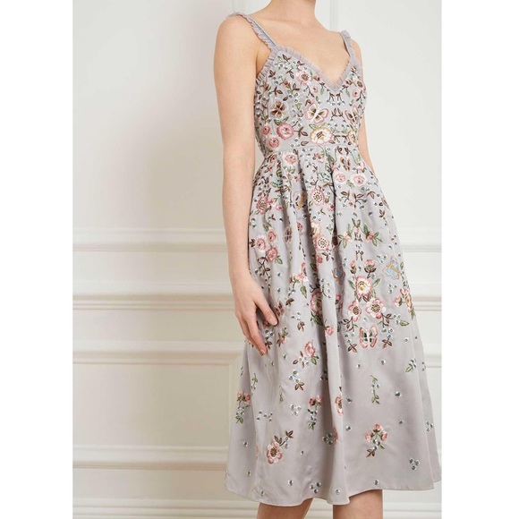 Needle & Thread Dresses & Skirts - Needle & Thread Butterfly Rose Cami Dress Gray